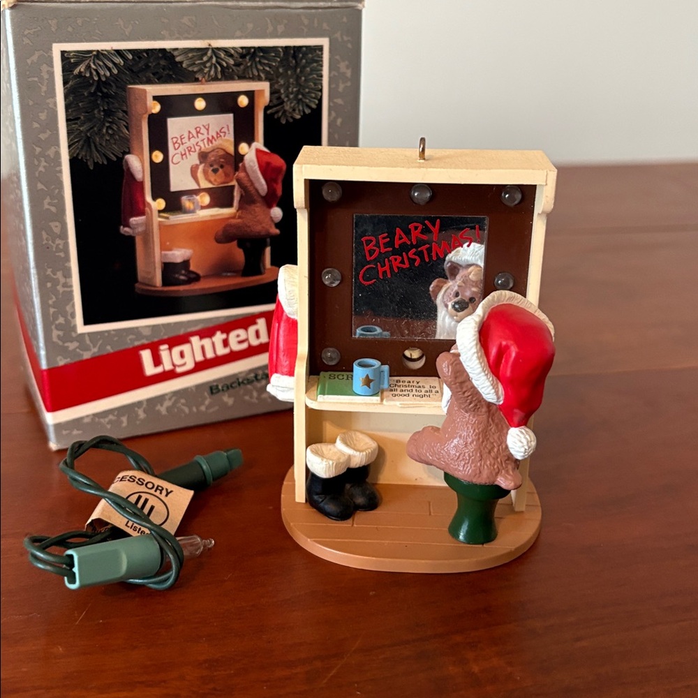 Vintage Hallmark Backstage Bear Lighted Christmas Ornament 1989 w Box